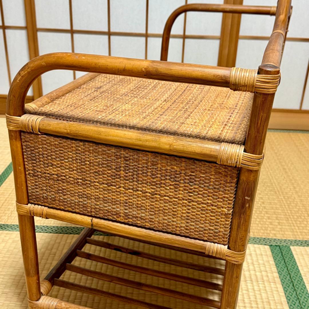 籐 ラタンベンチ 椅子 昭和レトロ ドレッサーセット③