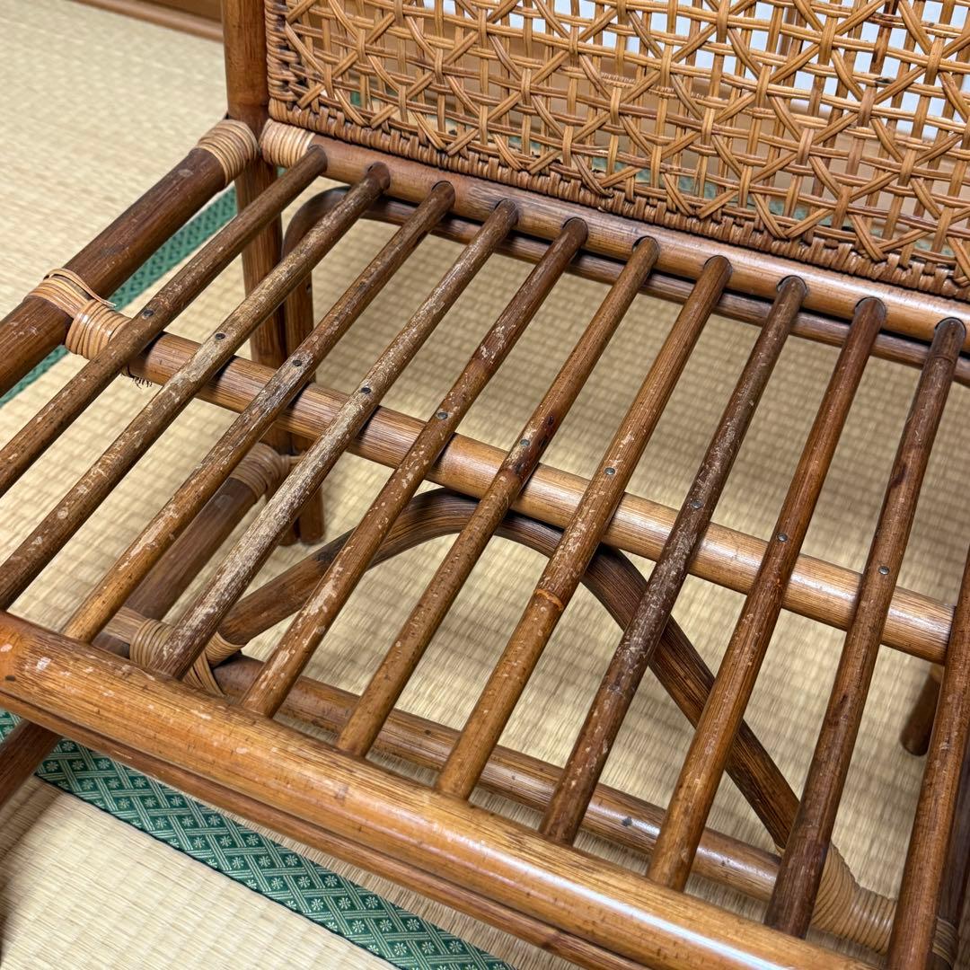 籐 ラタンベンチ 椅子 昭和レトロ ドレッサーセット③