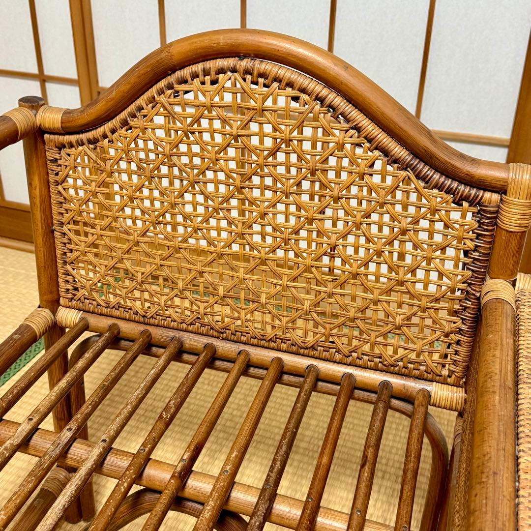 籐 ラタンベンチ 椅子 昭和レトロ ドレッサーセット③