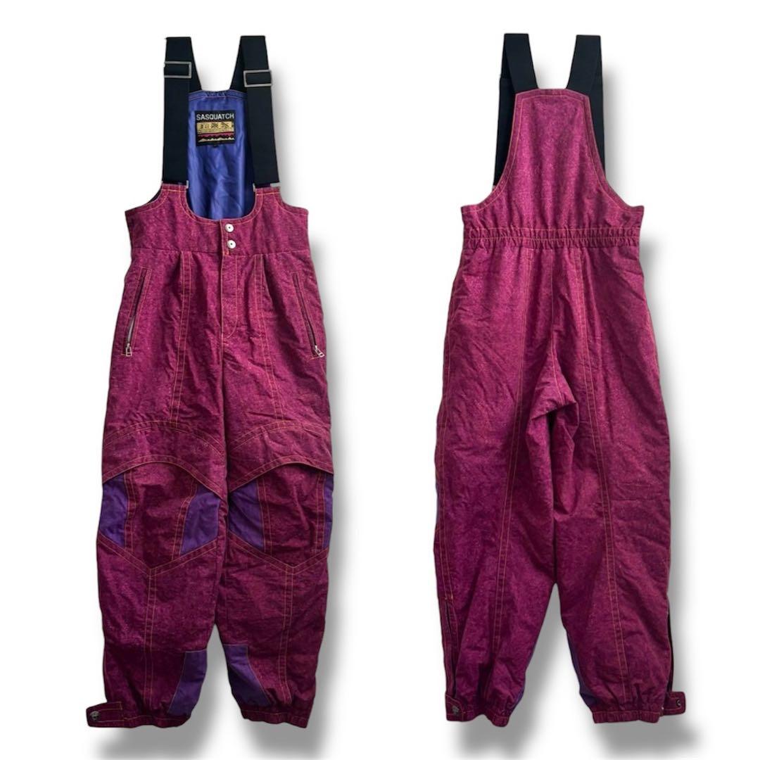 【SASQUATCH】スキーウェア上下セット スノボ　カラフル レトロ　紫　M
