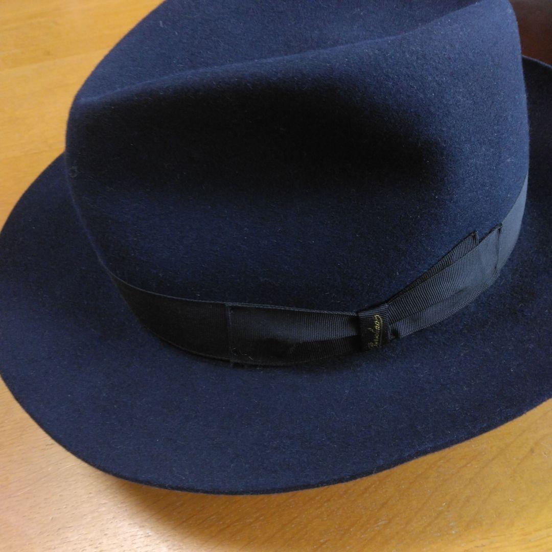 美品　イタリア製　BoRSalino ネイビー ウール フェルトハット