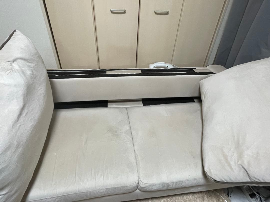 モダン ベージュ ファブリックソファ 3人掛け ソファ