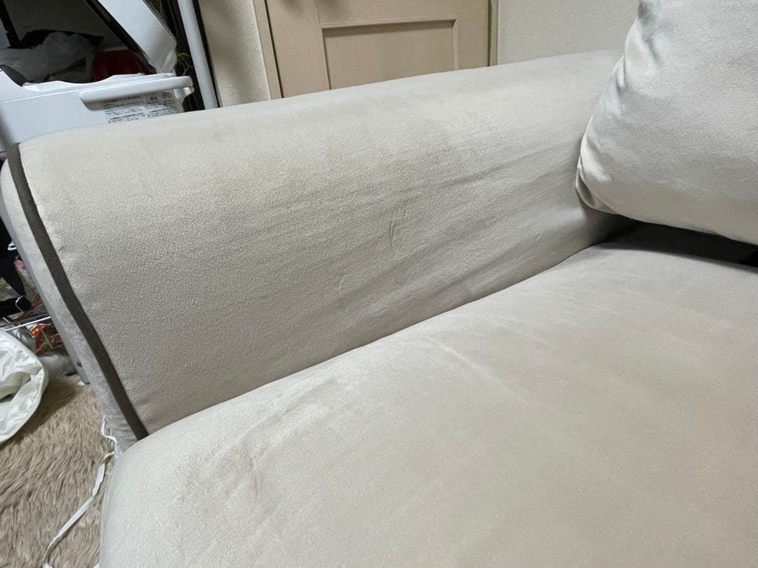 モダン ベージュ ファブリックソファ 3人掛け ソファ