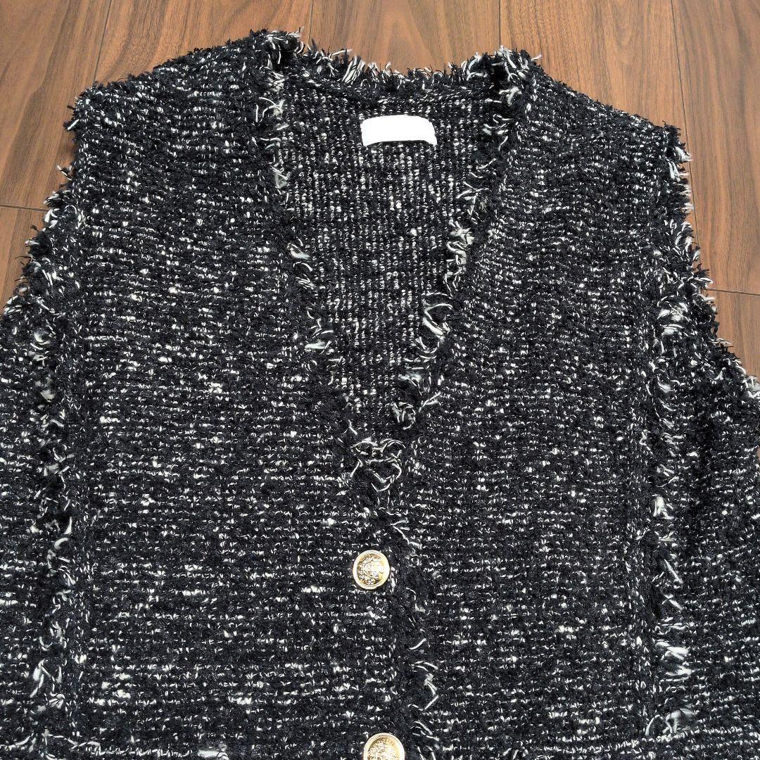 新品 GALLARDAGALANTE ガリャルダガランテ 黒 ツイードジレ