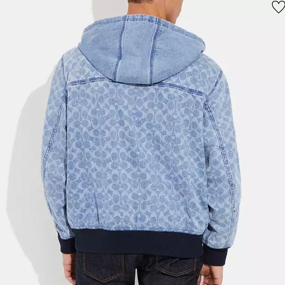 未使用 COACH シグネチャー デニム フーデッド ジップ アップ ジャケット