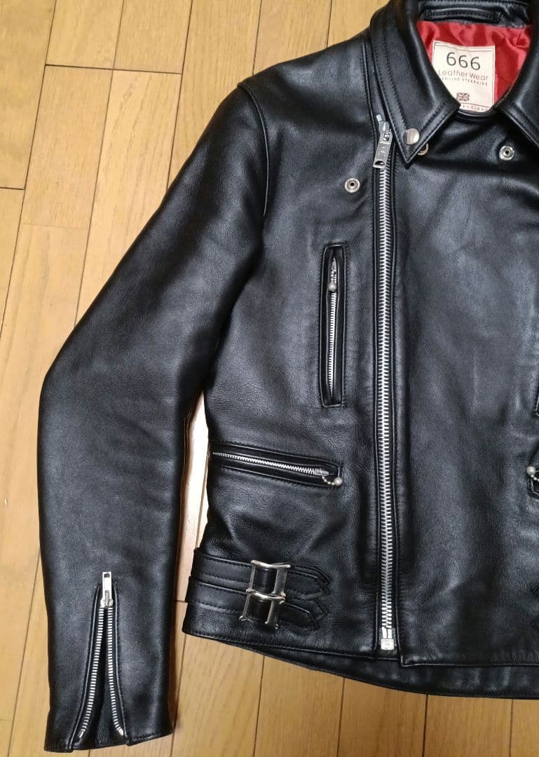 666　ダブルライダース　ロンジャン　サイズ36　黒　英国製