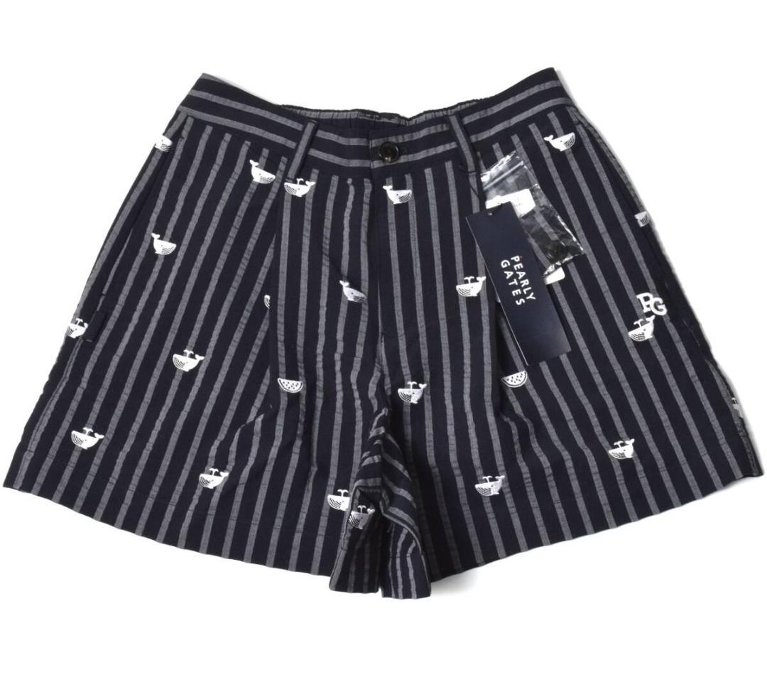 未使用3万 パーリーゲイツ くじら刺繍 キュロット 0 ネイビー