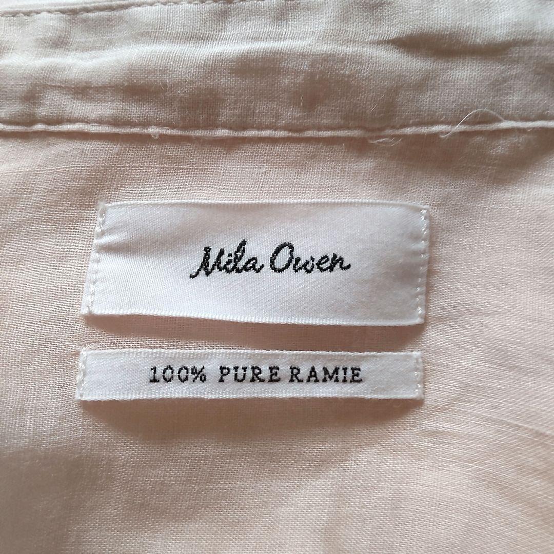 ミラオーウェン ピュアラミーリネン100%きれい色 オーバーサイズシャツ♪刺繍