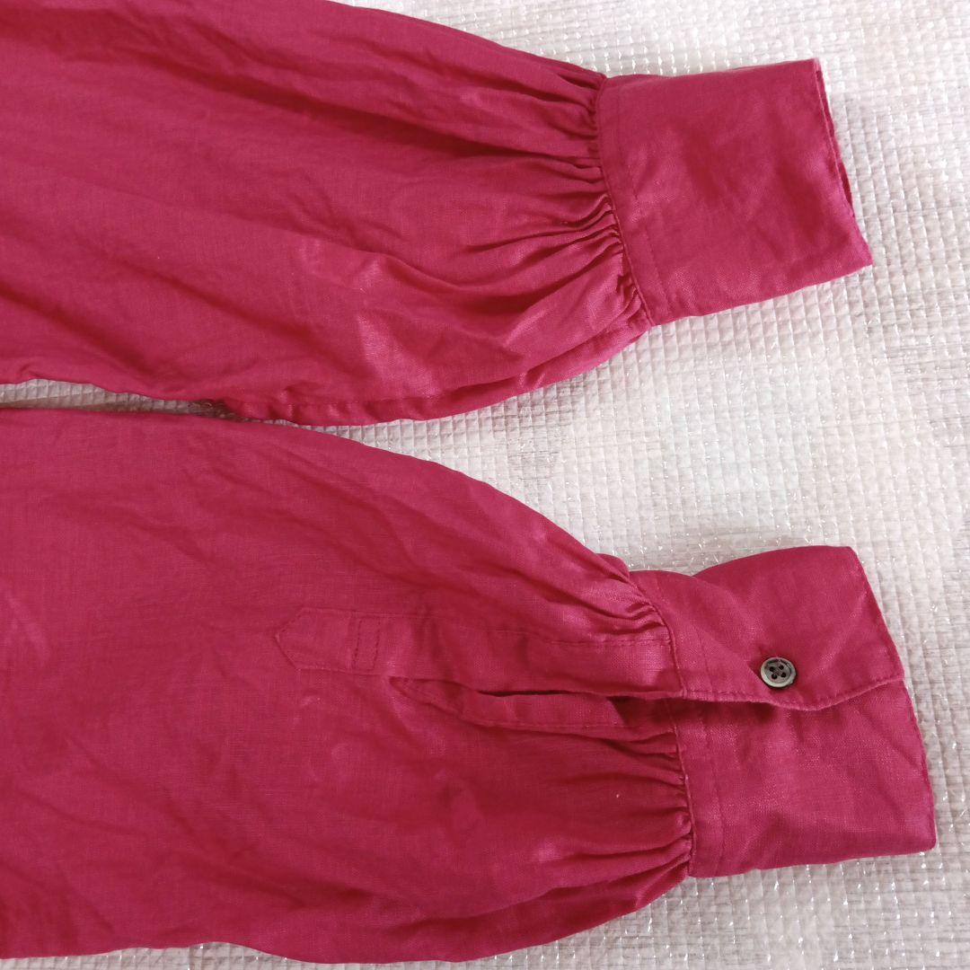 美品◆アーバンリサーチドアーズ　リネンギャザーワンピース　麻　ロング　ピンク