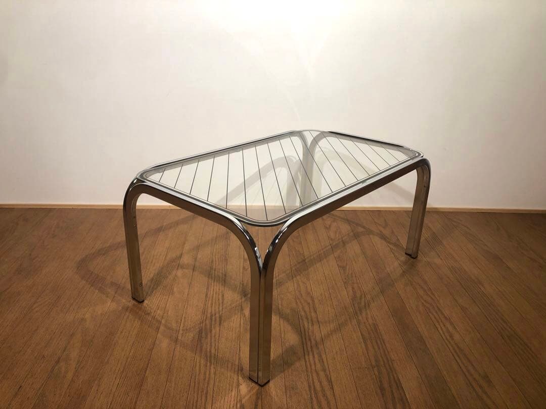 80s デッドストック ガラステーブル ミッドセンチュリーモダン バウハウス