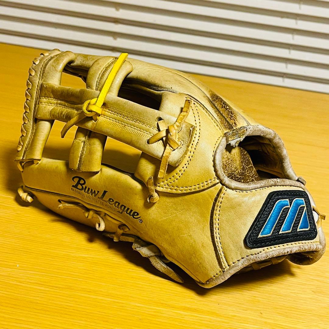 【希少】ミズノ Buw League 軟式グローブ 内野左 青ビュー プロモデル