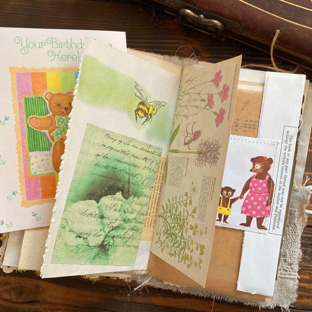 junk journal ジャンクジャーナル雑記帳　蛇腹ファイル　平袋付き