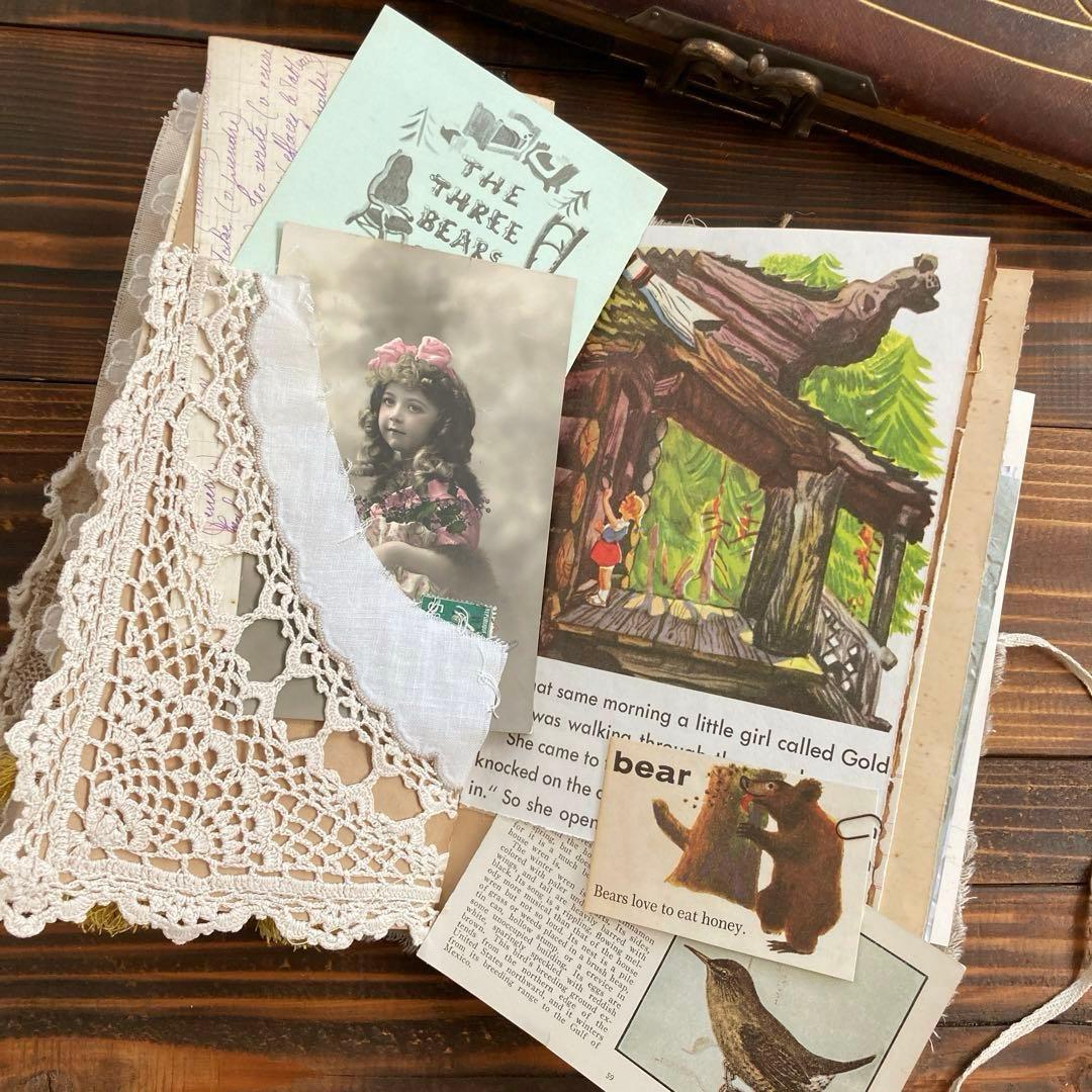 junk journal ジャンクジャーナル雑記帳　蛇腹ファイル　平袋付き