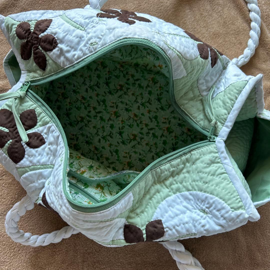 Moana Quilts ハワイアンキルト ボストンバッグ ミント色モアナキルト