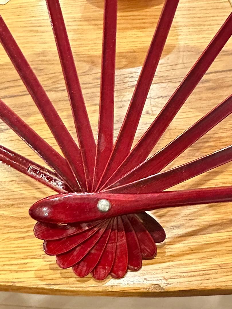 ⑪【美品】日本舞踊　踊り　練習　舞台　扇子舞扇（箱無し）クリーム色、ゴールド