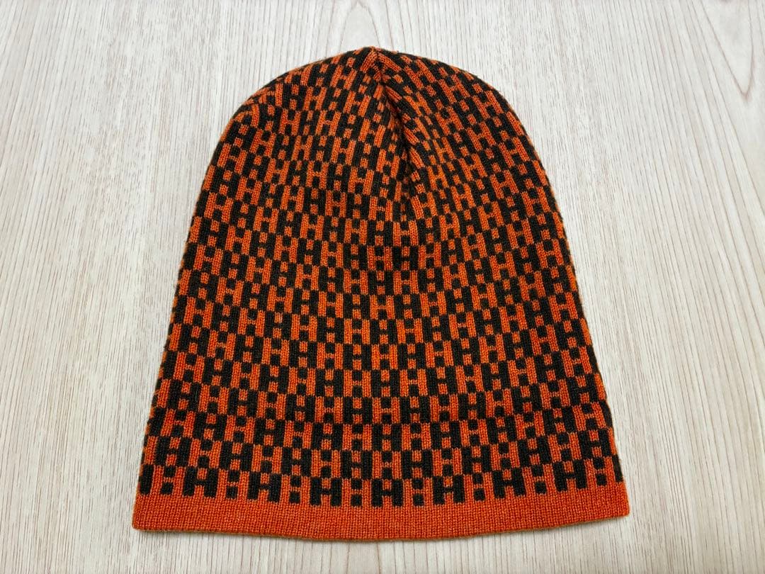 エルメス HERMES ニット帽 帽子 オレンジ