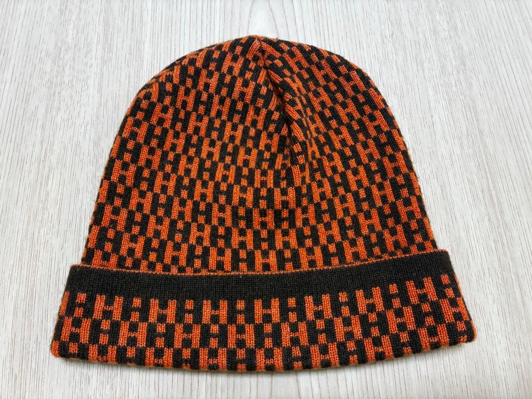 エルメス HERMES ニット帽 帽子 オレンジ