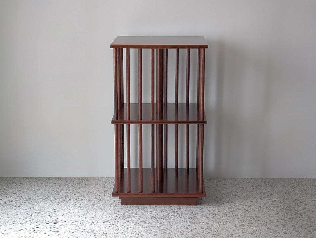 ビンテージ リボルビングブックケース ウッドシェルフ 飾り棚 回転式本棚 美品