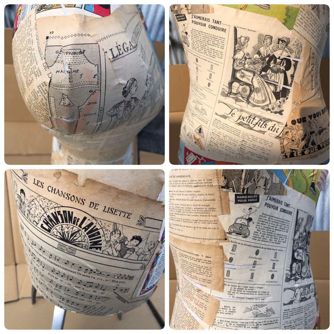 夢八トルソー　フランスの少女紙貼ったトルソー マネキン　ボディー