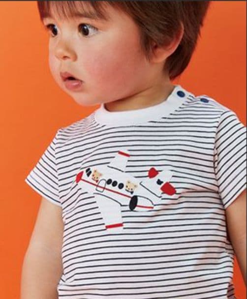 ぴー【美品】familiar〇●ファミリア飛行機Tシャツ90cm