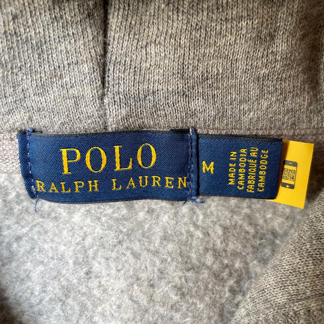 ポロ ラルフローレン ジップパーカー M グレー 裏起毛 ワンポイントロゴ