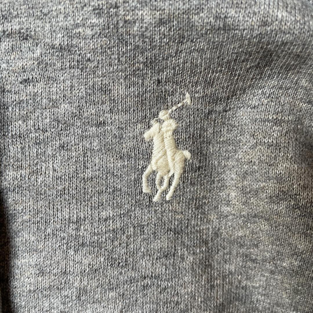 ポロ ラルフローレン ジップパーカー M グレー 裏起毛 ワンポイントロゴ