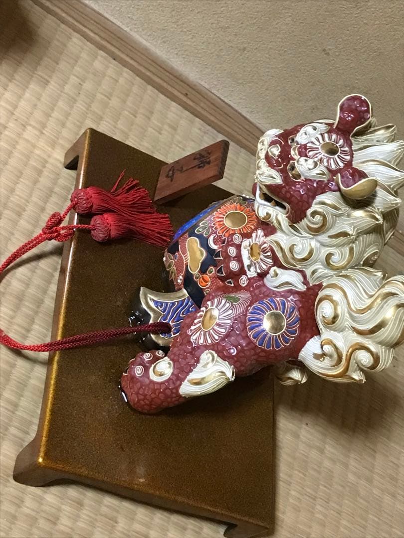 九谷焼　獅子　うちでの小槌　置物