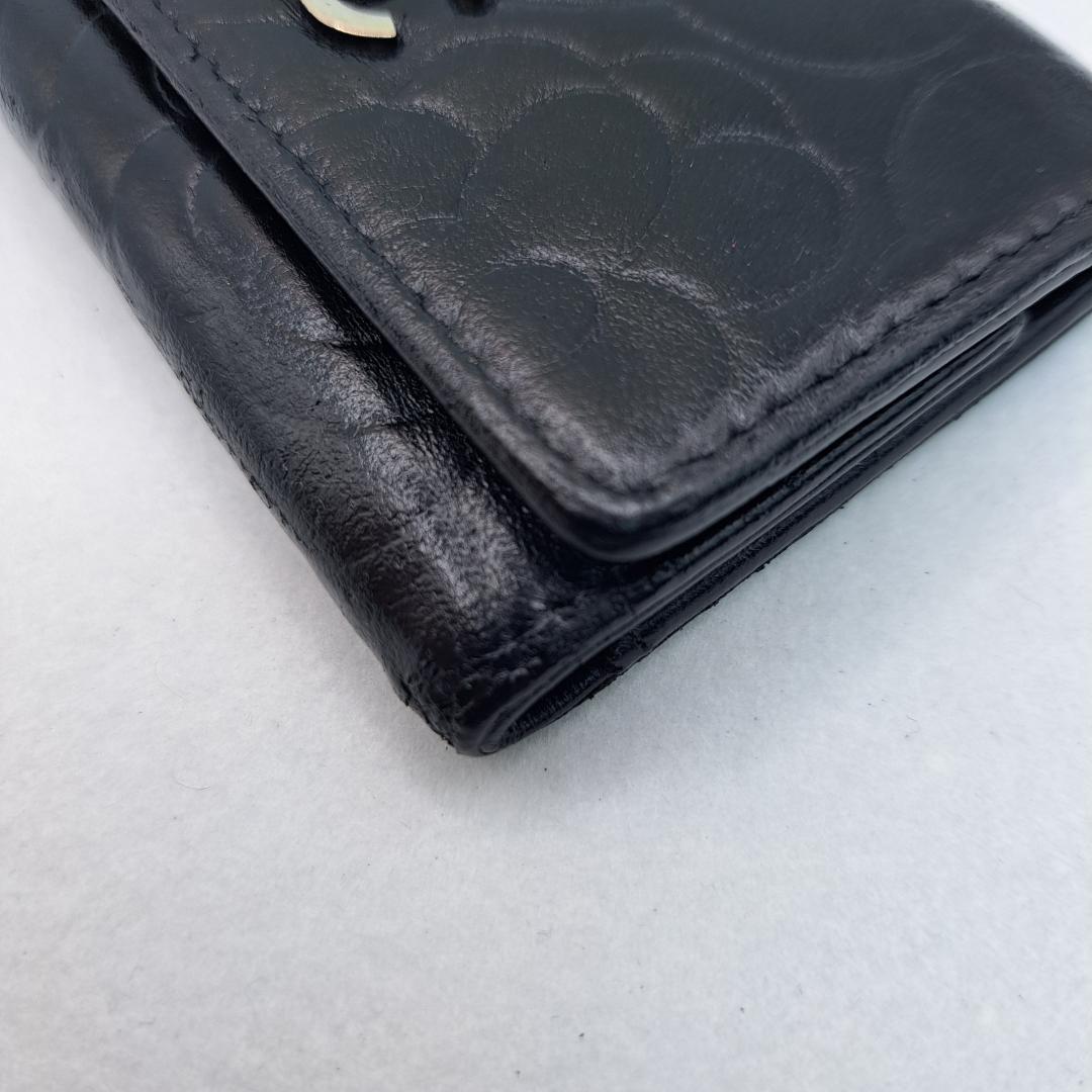 CHANEL　カメリア　キーケース　ブラック　ラムスキン