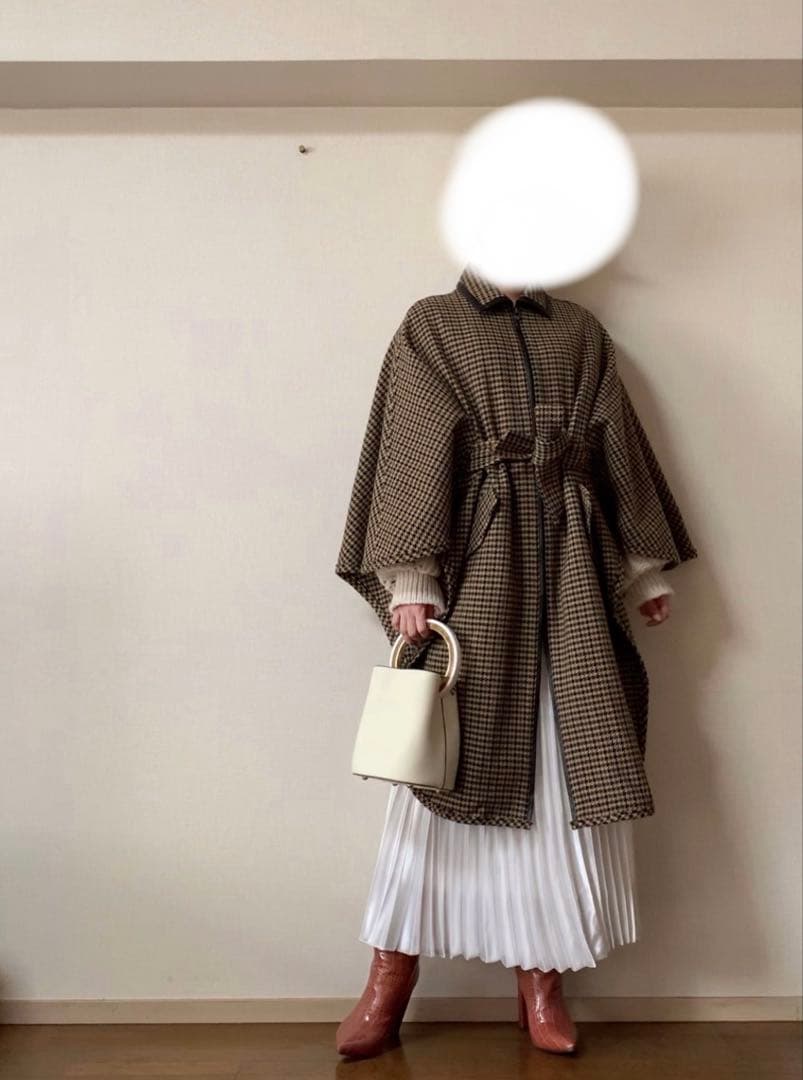 【美品】IENA ハウンドトゥースチェック マキシマントコート 38