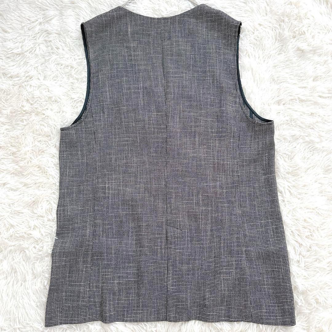 24SS 未使用級 3XL 自由区 ロングジレ グレー ベスト ツイード