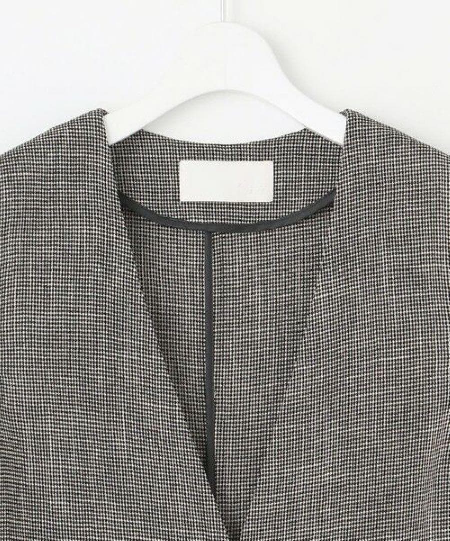 24SS 未使用級 3XL 自由区 ロングジレ グレー ベスト ツイード