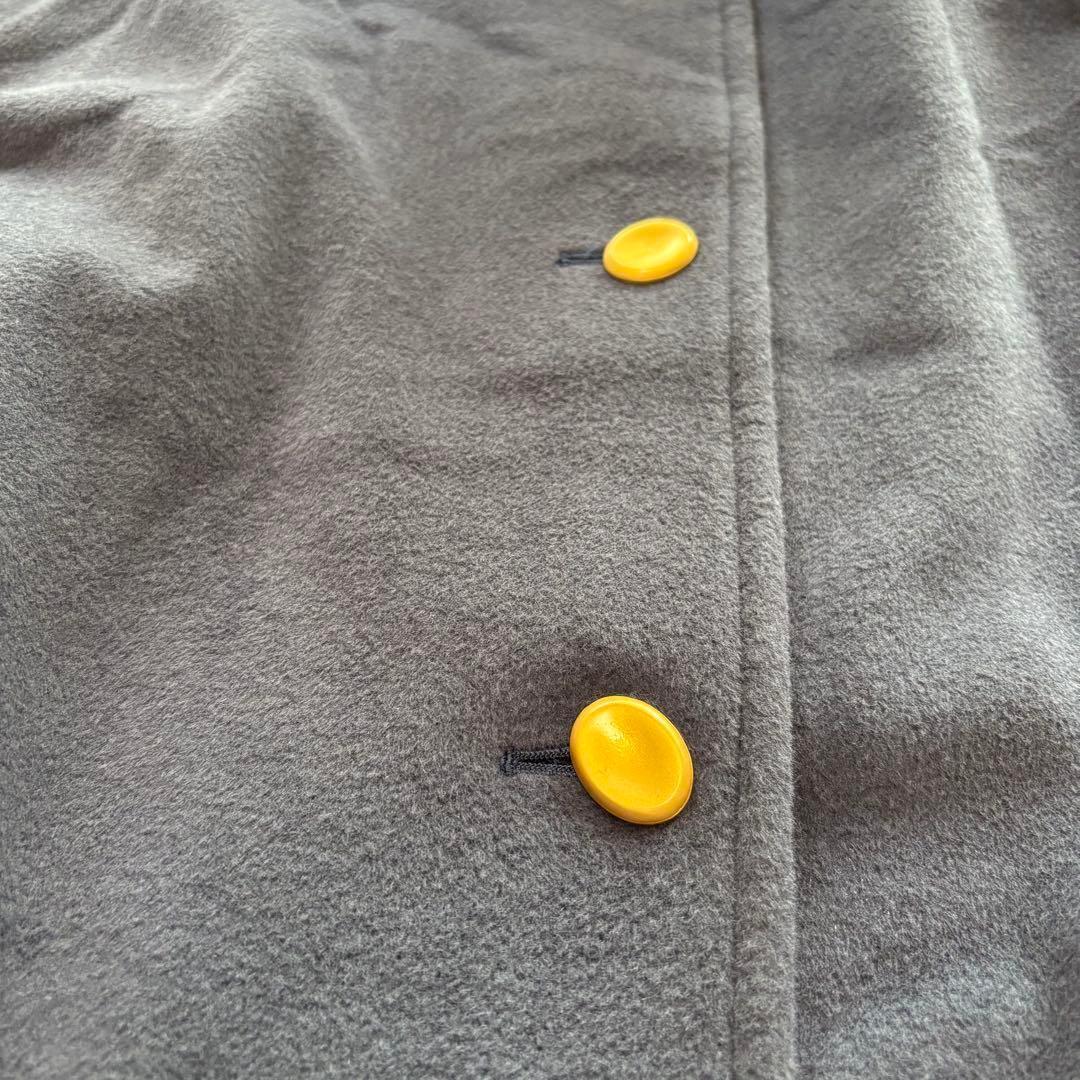 MADUSON フリルポンチョ アンゴラケープコート ファーフード 金ボタン 紺