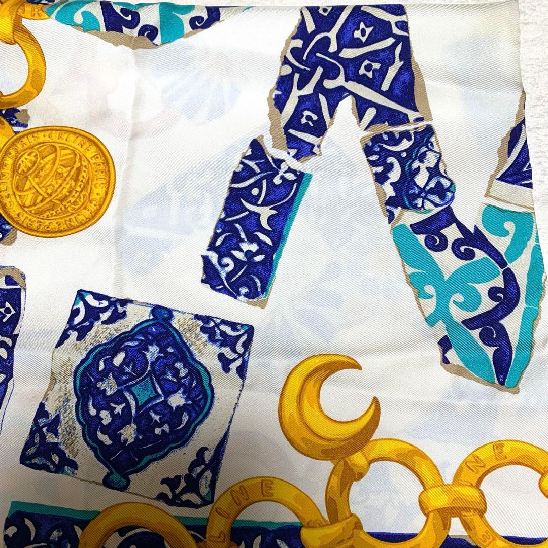 【美品】セリーヌ　CELINE　大判　スカーフ　パリ　シルク　100