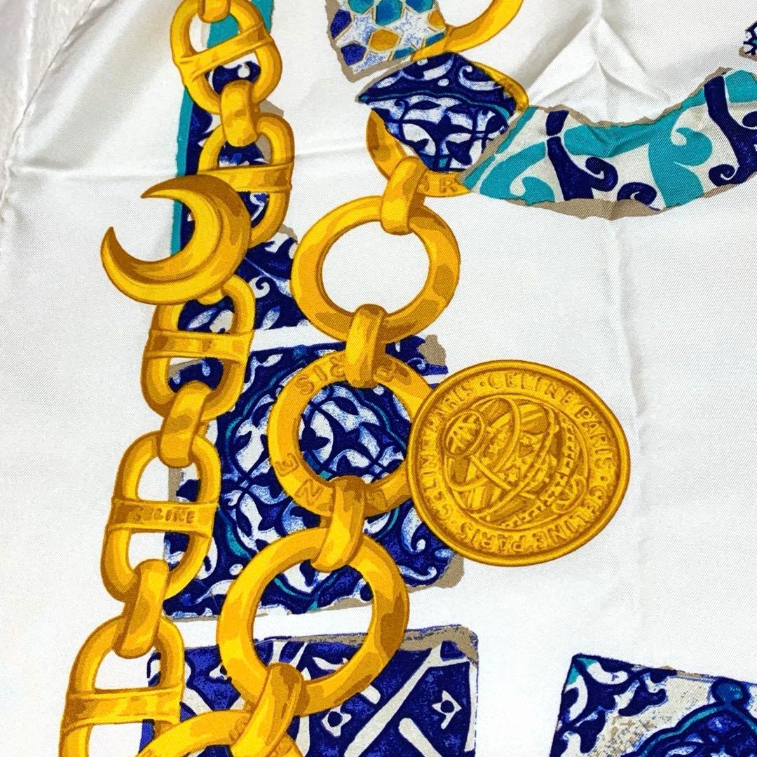 【美品】セリーヌ　CELINE　大判　スカーフ　パリ　シルク　100