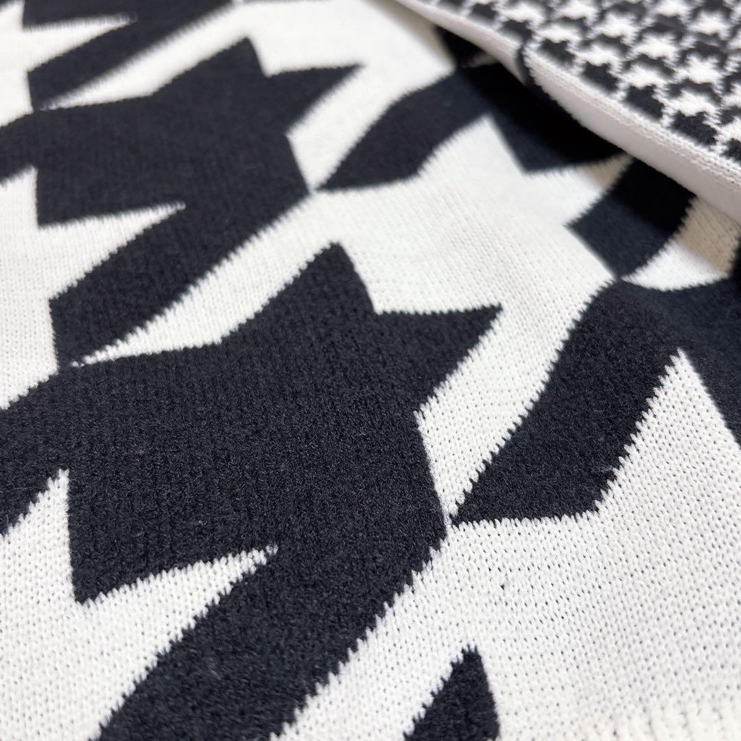 PEARLYGATES パーリーゲイツ 千鳥格子切替ニット 白黒 0 ゴルフ