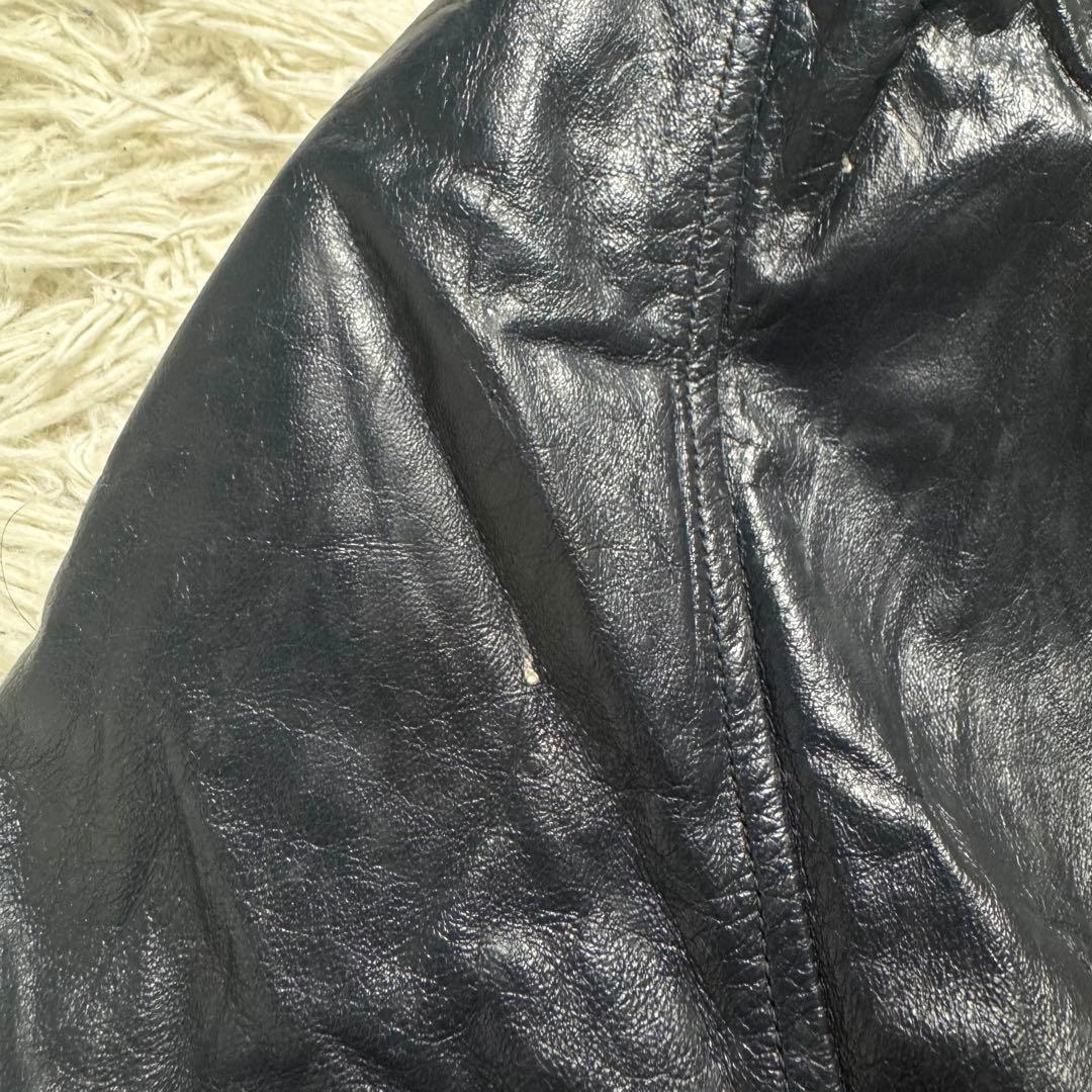 St.Michael 本革 フライトジャケット レザージャケット 裏地ネイビー