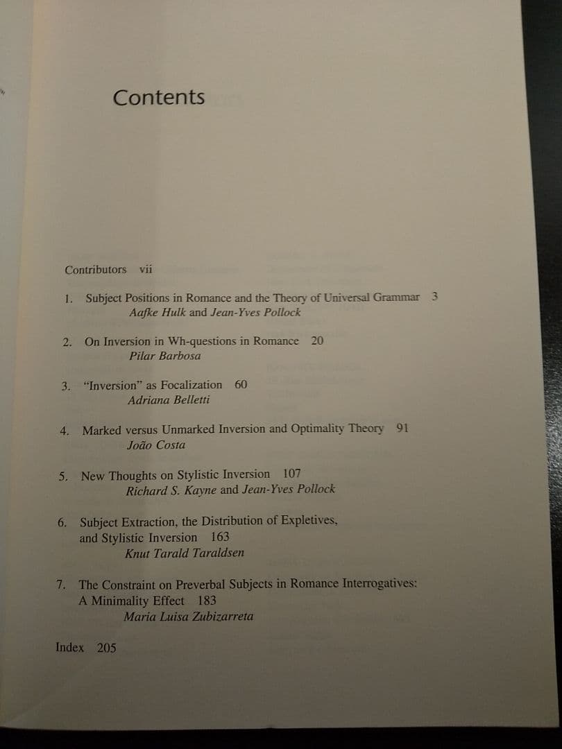 〈洋書〉ロマンス語における主語倒置と普遍文法理論／ジャン=イヴ・ポロック ほか