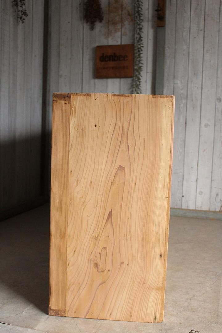 古い大きな木枠の格子ガラス戸棚　食器棚　水屋　カウンター　古家具　古民家