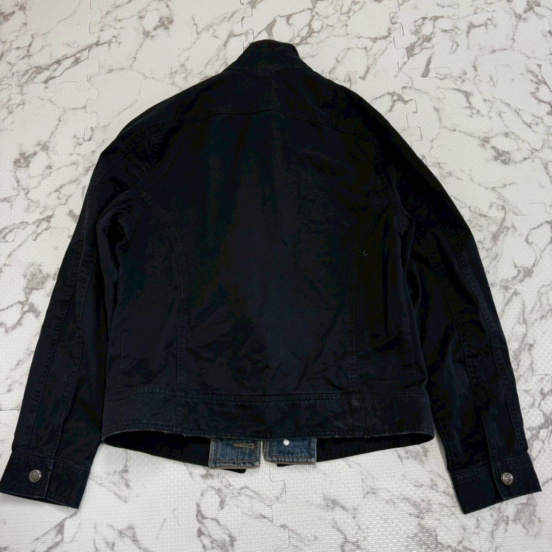 ドッキングジャケット デニムブルゾン 短丈 異素材 黒 y2k グランジ