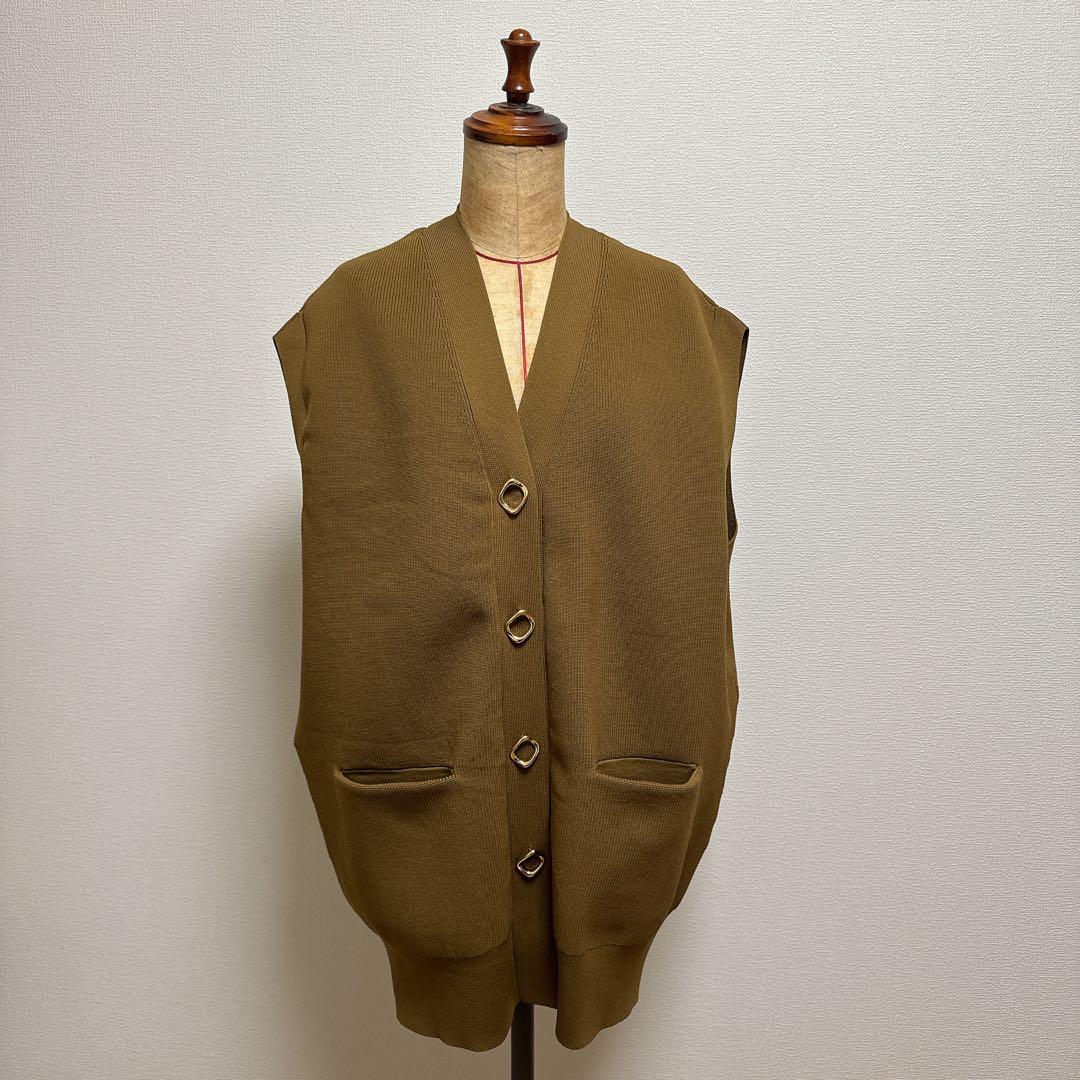 【アダムエロペ】ミドルニットジレ　ブラウン