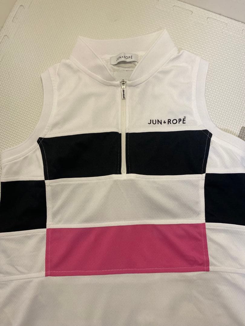 【極美品】ジュンアンドロペ ゴルフワンピース インナー付 白黒ピンク S