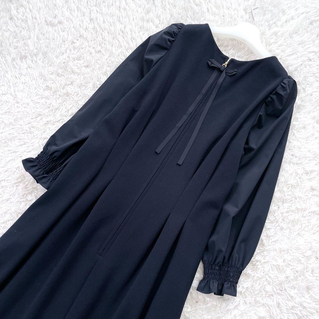 美品✨ ローズティアラ ロング　ワンピース　リボン　パフスリーブ　異素材　近年