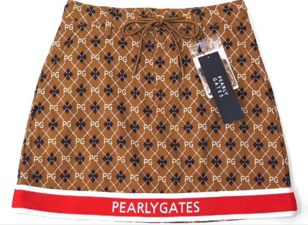 パーリーゲイツ⛳️アーガイル柄スカート⛳️ブラウン　0サイズ♡おまけのトップス付き