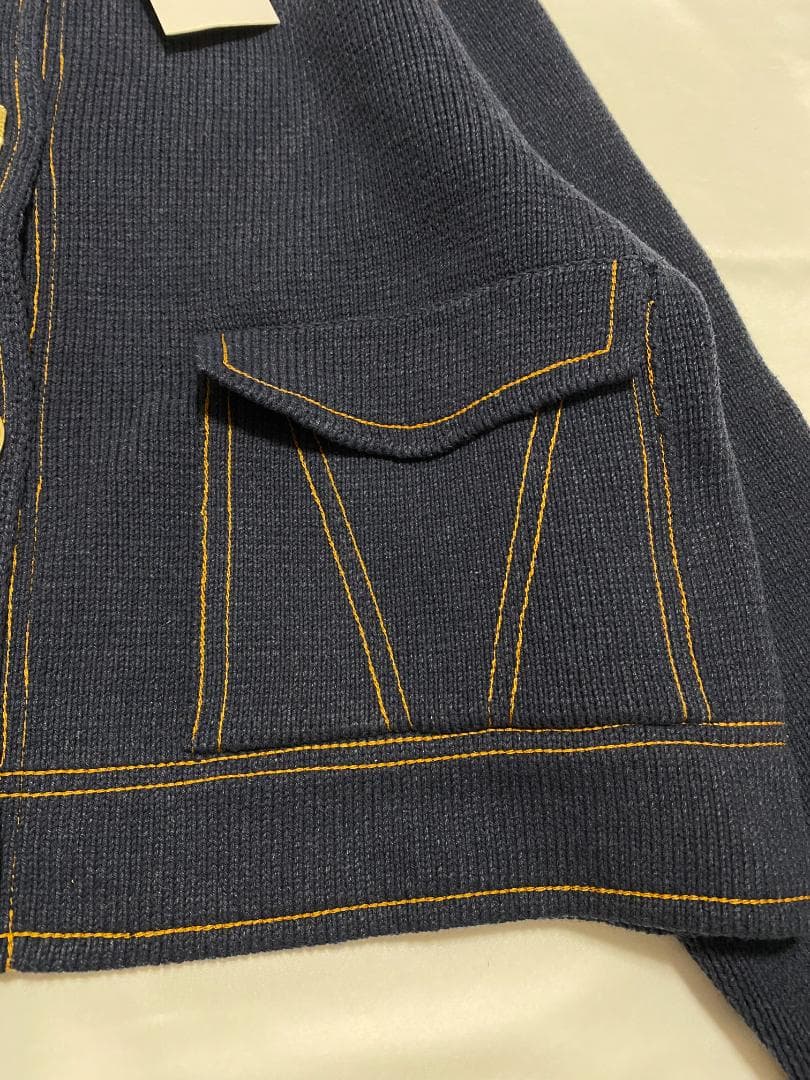 完売 ZARA コントラストボタン付きニットジャケット カーディガン L