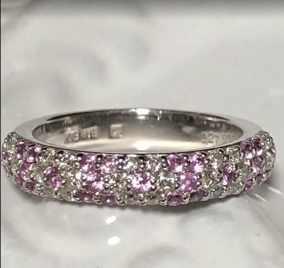 m*読様 ポンテヴェキオ　K18 WG　ダイヤ＆ピンクサファイア　フラワー　リン