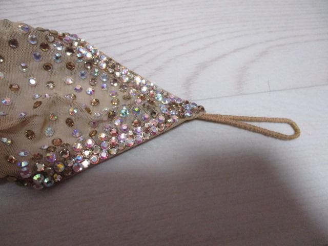 社交ダンス　オーダードレス ☆ベージュ と薄ピンク～豪華キラキラドレス