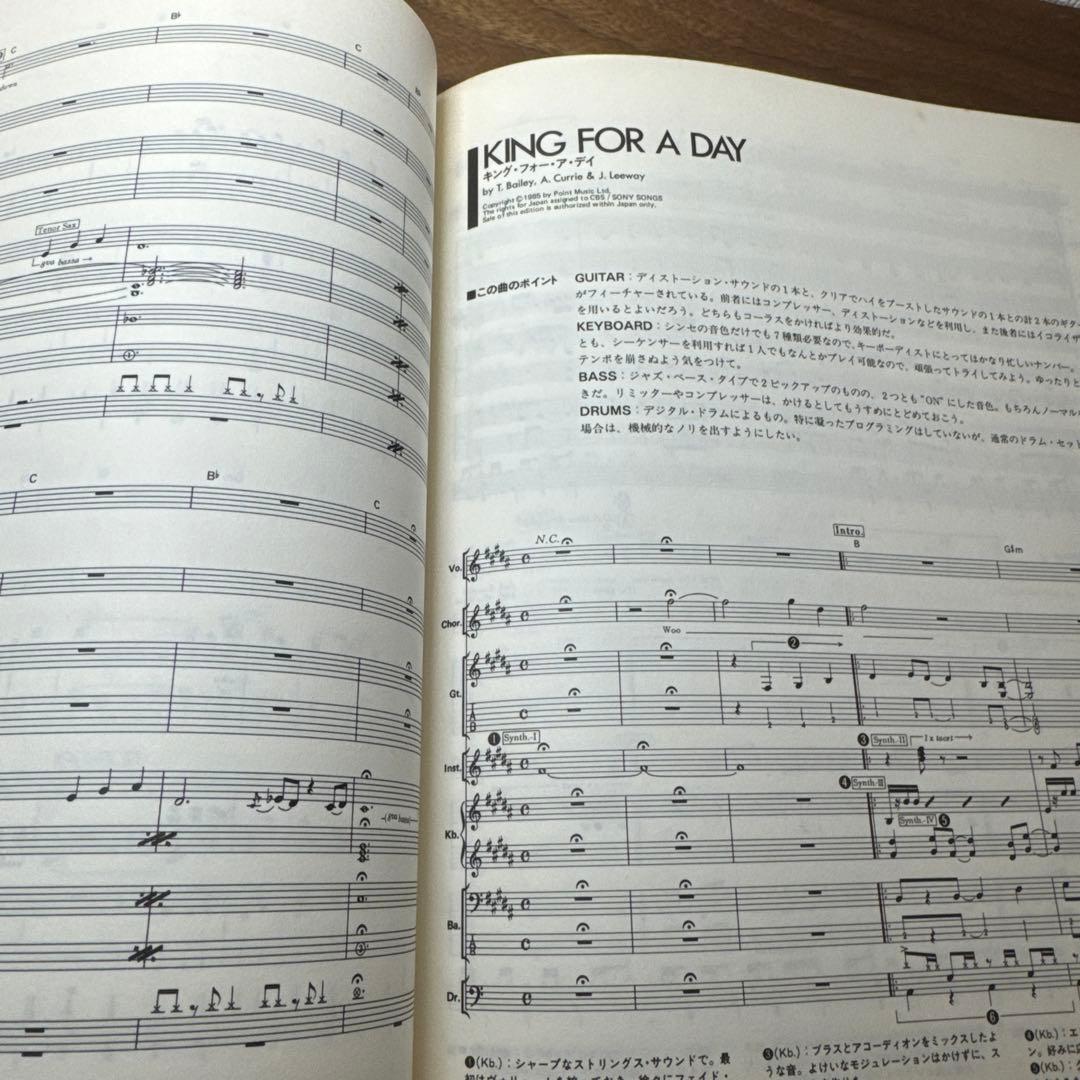 レア！ トンプソンツインズ　「フューチャーデイズ」　バンドスコア