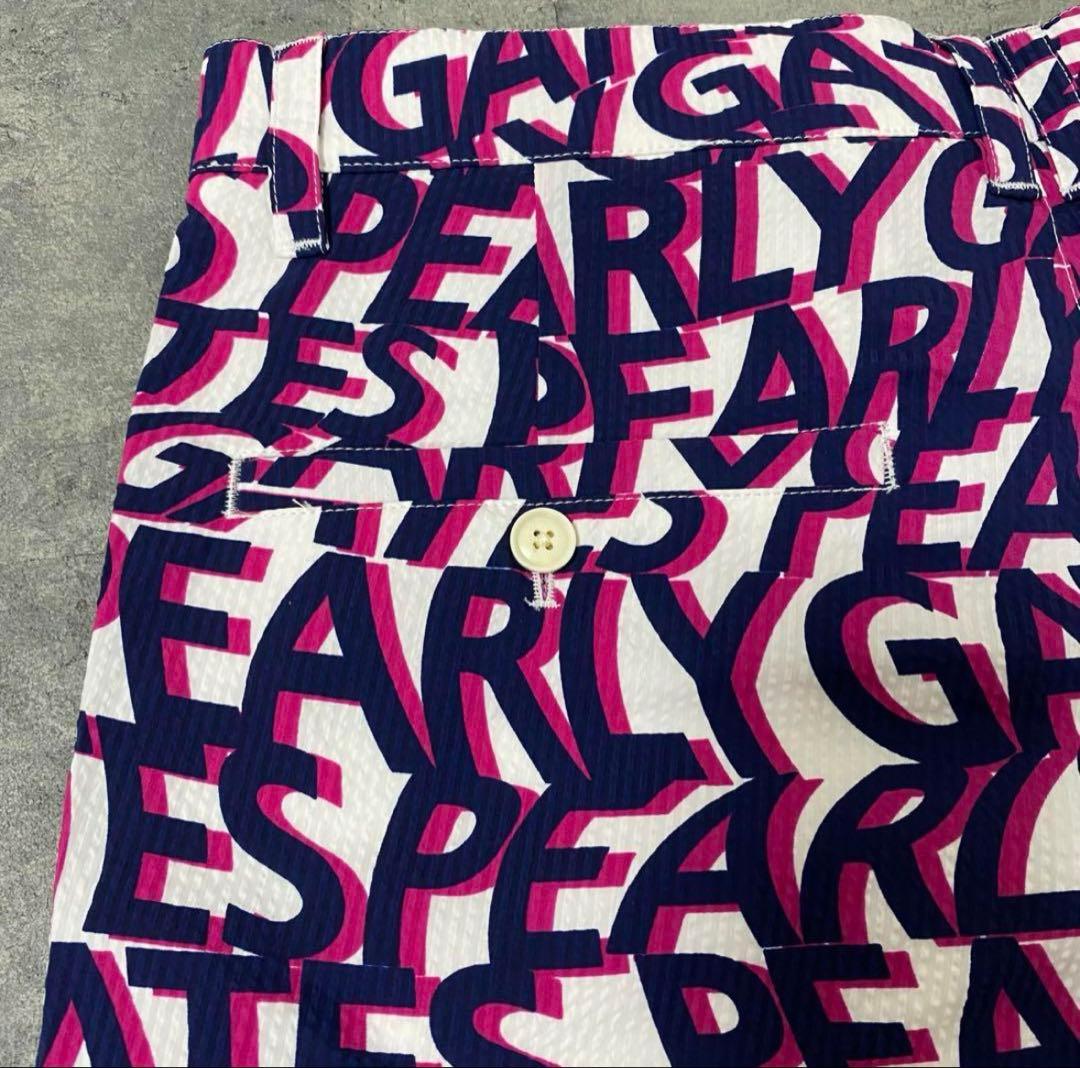 【新品】パーリーゲイツ　ショートパンツ　ハーフパンツ　Lサイズ　ピンク　英字総柄