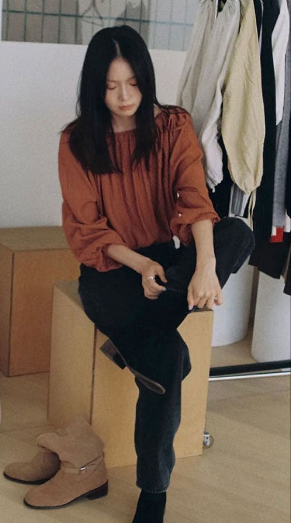 トップス OHOTORO Herbs String Blouse brick