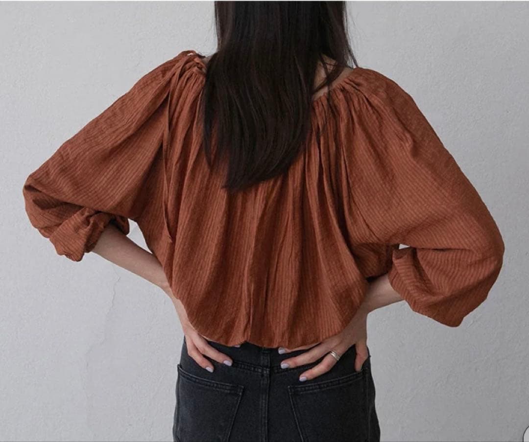 トップス OHOTORO Herbs String Blouse brick